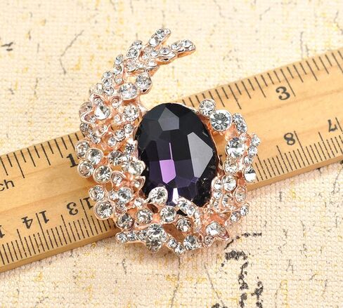 GYN&Joy Gold Tone Blue Crystal Rhinestone Cluster Floral Wreath Brooch Pin in Saudi Arabia