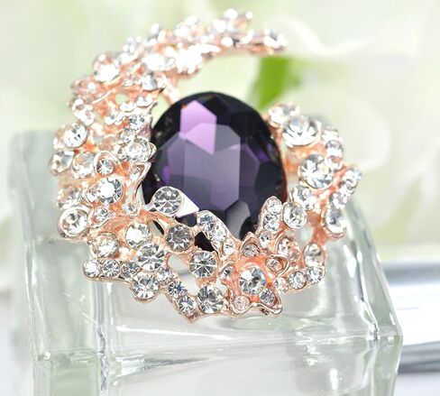 GYN&Joy Gold Tone Blue Crystal Rhinestone Cluster Floral Wreath Brooch Pin in Saudi Arabia