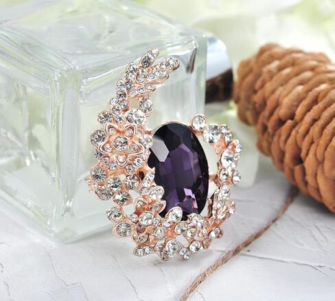GYN&Joy Gold Tone Blue Crystal Rhinestone Cluster Floral Wreath Brooch Pin in Saudi Arabia