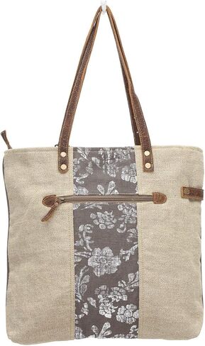 Myra Bags Bicycle Upcycled Canvas Tote Bag S-0935, Tan, Khaki, Brown, One_Size in Kuwait