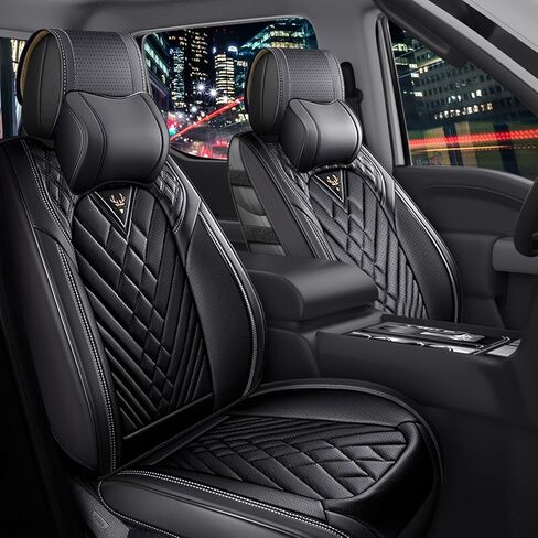 مناسب لأغطية مقاعد Ford F-150 F150 King Ranch 2010-2025، غطاء مقعد السيارة مصنوع من الجلد الفاخر المقاوم للماء والبقع، سهل التركيب والتنظيف (الكاري البني/5 مقاعد فاخرة) in Kuwait