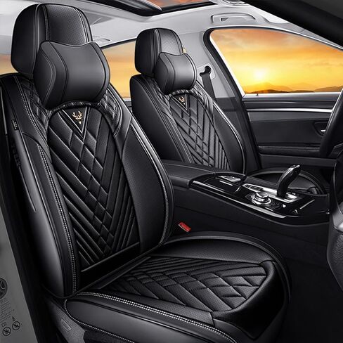 مناسب لأغطية مقاعد Ford F-150 F150 King Ranch 2010-2025، غطاء مقعد السيارة مصنوع من الجلد الفاخر المقاوم للماء والبقع، سهل التركيب والتنظيف (الكاري البني/5 مقاعد فاخرة) in Saudi Arabia