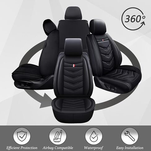 Car Seat Cover 8 Seats for Chevrolet Traverse 2009-2025, Waterproof Durable Compatible Airbag, Premium Leather Seat Protector(8 Seats Standard,Black Red) in Kuwait