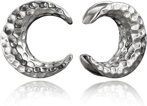 LADEMAYH 2Pcs Hypoallergenic Stainless Steel Saddle Gauge Earrings Ear Plugs Gauges for Ears, Size 0g - 1 inch Ear Tunnels, Meteorite Design Ear Stretching Expander Ears Gauges Body Jewelry in Kuwait