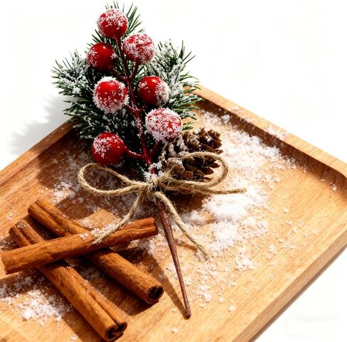 20PCS 8inch Artificial Christmas Floral Picks, Red Fake Berry Picks Stems, Pine Branches with Pinecones Holly Leaves for Vase Floral Arrangement Wreath Winter Holiday Season Decor Crafts in Saudi Arabia