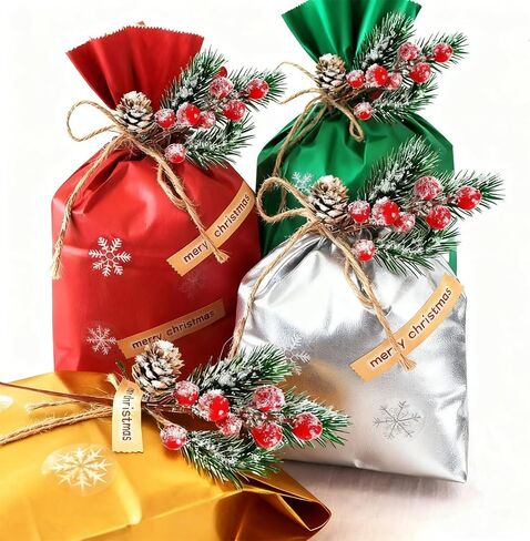 20PCS 8inch Artificial Christmas Floral Picks, Red Fake Berry Picks Stems, Pine Branches with Pinecones Holly Leaves for Vase Floral Arrangement Wreath Winter Holiday Season Decor Crafts in Saudi Arabia