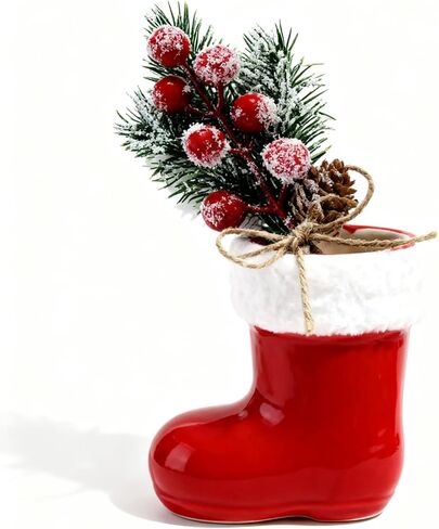 20PCS 8inch Artificial Christmas Floral Picks, Red Fake Berry Picks Stems, Pine Branches with Pinecones Holly Leaves for Vase Floral Arrangement Wreath Winter Holiday Season Decor Crafts in Saudi Arabia