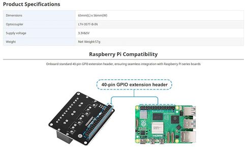 قبعة مرحل 4-CH لـ Raspberry Pi، وحدة لوحة مرحل 4 قنوات لأتمتة المنزل ومشروعات IoT، متوافقة مع Pi 4B/3B+/Zero in Kuwait