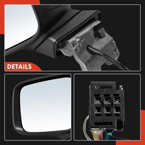 زوج A-Premium (2) مرآة باب كهربائية جانبية للسائق والراكب - متوافقة مع Jeep BU Series Renegade 2015 2016 2017 2018 - مرآة رؤية خلفية خارجية ساخنة قابلة للطي باللون الأسود مع إشارة الانعطاف in Saudi Arabia