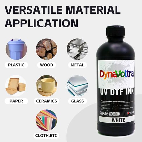 حبر UV DTF أبيض 1000 مل لطابعة UV DTF - متوافق مع Ep XP600 TX800 i3200 L805 1390 DX5 DX6 DX7 i1600 DX10 - سريع الجفاف، غير شفاف مباشرة إلى حبر الفيلم لطباعة الملصقات (أبيض) in Saudi Arabia