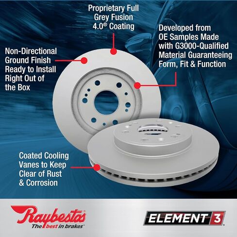 Raybestos Element3 دوار الفرامل الأمامية البديلة للسيارات لتحديد 2021-2023 Hyundai Santa Fe، 2022-2023 Hyundai Santa Cruz، 2021-2022 Kia Sorento (982817FZN) in Saudi Arabia