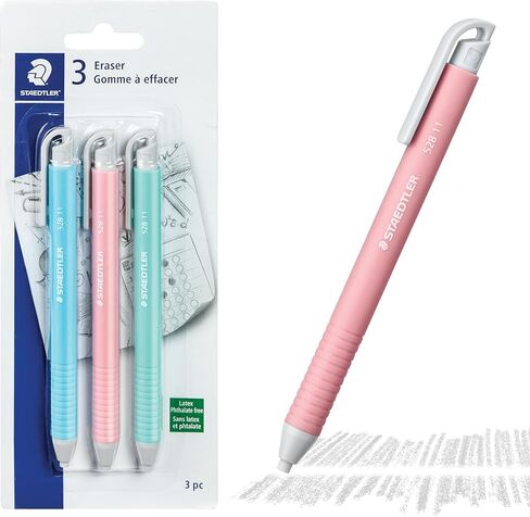 حامل ممحاة الفينيل من Staedtler، قابل للسحب، خالي من اللاتكس، عبوة من 3 قطع، 528 SBK3 in Saudi Arabia