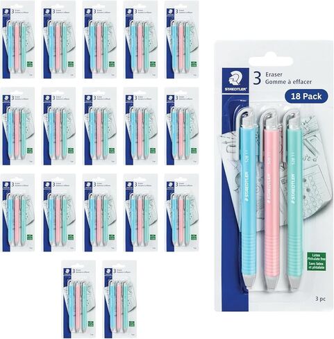 Staedtler Vinyl Eraser Holder, Retractable, Latex Free, Pack of 3, 528 SBK3 in Saudi Arabia