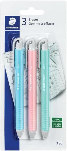 Staedtler Vinyl Eraser Holder, Retractable, Latex Free, Pack of 3, 528 SBK3 in Saudi Arabia