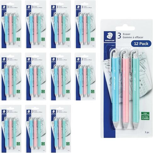 Staedtler Vinyl Eraser Holder, Retractable, Latex Free, Pack of 3, 528 SBK3 in Saudi Arabia