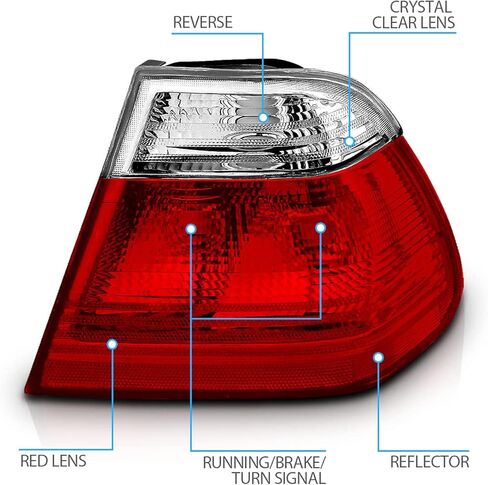 AmeriLite 4 Door Taillights Red/Clear for BMW 3 Series E46 - Passenger and Driver Side in Saudi Arabia