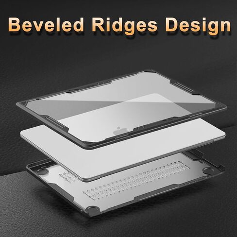 MOSISO Compatible with MacBook Air 15 inch Case 2023 2024 A2941 M2, Symmetric Geometric Heavy Duty Plastic Hard Shell with TPU Bumper&Vertical Sleeve Bag&Keyboard Cover&Type C, Transparent&Gray in Saudi Arabia