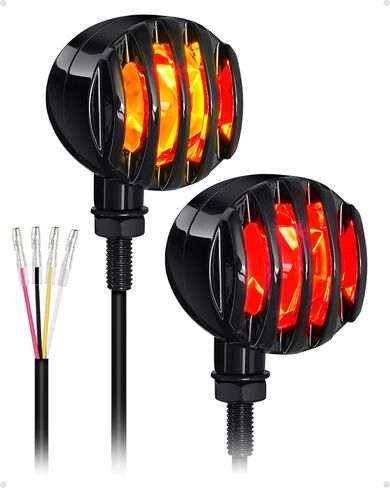 إشارات الانعطاف للدراجات النارية 48 LED أضواء إشارة الانعطاف للدراجات النارية وامضة مؤشر أحمر كهرماني مناسب لهوندا ياماها R3 سوزوكي كاواساكي هارلي سبورتستر (أسود) in Saudi Arabia