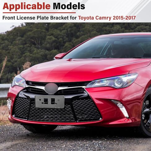 ملحقات دعامة لوحة الترخيص لسيارة Toyota Camry SE XSE 2015 2016 2017، إطار بديل لحامل لوحة الترخيص للمصد الأمامي باللون الأسود in Kuwait