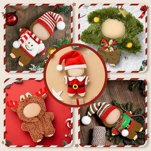 3Pcs Doll Clothes Set for 17cm,Green Christmas Decorations with Hats,Clothes and Scarves,Stylish Accessories Suit(NO Doll) in Saudi Arabia