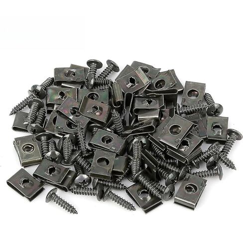 Motorcycle Self Tapping Screw Seat Fastener Clip - Metal Component Leaf Plate Buckle (20 Zinc Clips and 20 Zinc Screws，Black) in Saudi Arabia