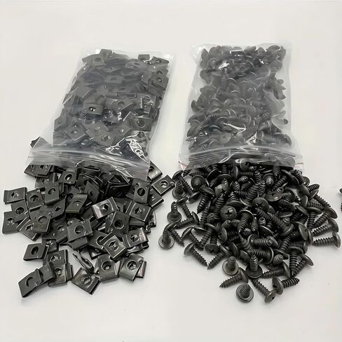 Motorcycle Self Tapping Screw Seat Fastener Clip - Metal Component Leaf Plate Buckle (20 Zinc Clips and 20 Zinc Screws，Black) in Saudi Arabia