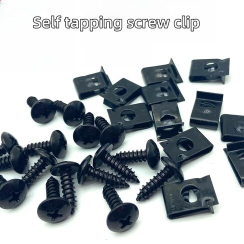 Motorcycle Self Tapping Screw Seat Fastener Clip - Metal Component Leaf Plate Buckle (20 Zinc Clips and 20 Zinc Screws，Black) in Saudi Arabia