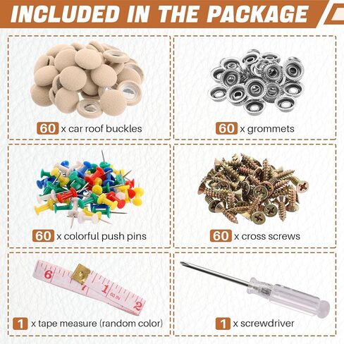 DASBET 60pcs Car Roof Headliner Repair Kit | 242 Pcs Auto Roof Snap Rivets Retainer for Interior Ceiling Cloth Fixing Repair Buckle with Installation Tool and Fit All Cars (Grey Flannelette) in Saudi Arabia