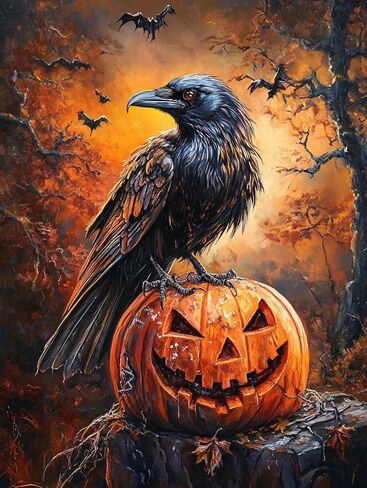 DIY Halloween Raven 11CT Pre-Printed Cross Stitch Kit for Adults & Beginners, Easy Needlepoint Pattern for DIY Home Décor & Crafts 227 in Saudi Arabia