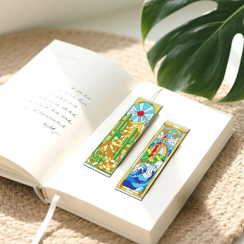 FREEBLOSS 6 Set Cross Stitch Bookmark Kit for Adult Beginners Stamped Cross Stitch Kits Vintage Glass Embroidery Bookmarks Craft Kit with Instructions for Gift 11CT 8"x2.4" in Saudi Arabia