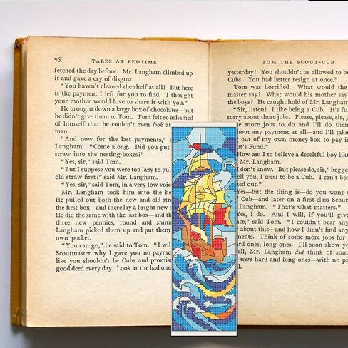 FREEBLOSS 6 Set Cross Stitch Bookmark Kit for Adult Beginners Stamped Cross Stitch Kits Vintage Glass Embroidery Bookmarks Craft Kit with Instructions for Gift 11CT 8"x2.4" in Saudi Arabia