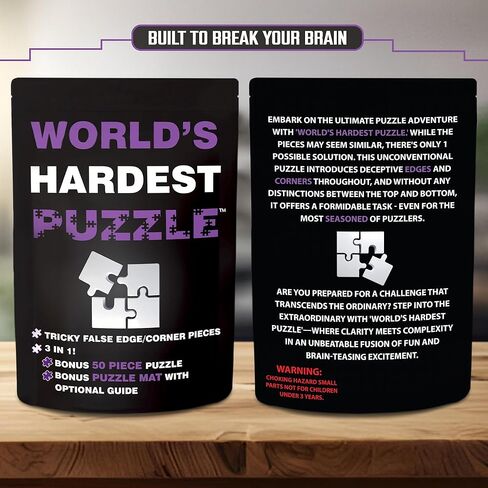World's Hardest Puzzle ® - Clear Impossible Puzzle for Adults - Funny, Difficult, & Challenging - Hard Acrylic w/False Edges & Corners - Free Mat + Bonus 50pc Jigsaw - Cool Unique Gift - 100 Pieces in Saudi Arabia