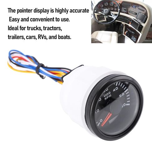 Denash 52mm /2in Tachometer,6000RPM Tachometer Tach Gauge with 7 Backlight Colors,9-32V DC RPM Gauge for Trucks Cars Boats (Black Dial Black Cover CX6227B) in Saudi Arabia