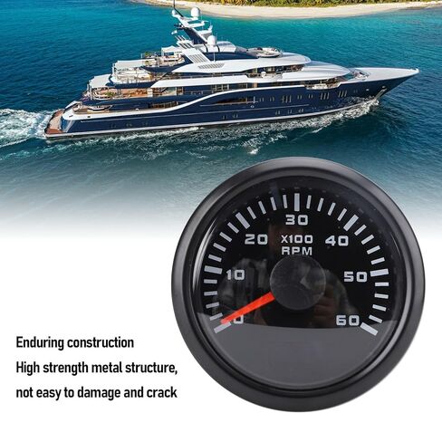 Denash 52mm /2in Tachometer,6000RPM Tachometer Tach Gauge with 7 Backlight Colors,9-32V DC RPM Gauge for Trucks Cars Boats (Black Dial Black Cover CX6227B) in Saudi Arabia