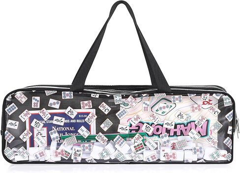 Empty Mahjong Bag, Mahjong Tile Storage Bag Only, American Mahjong Accessories Organizer for Tiles and Racks, Portable Mahjong Holder Carrying Case for Game Party Travel Gathering, Black in Saudi Arabia