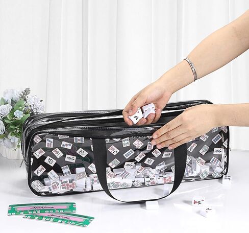 Empty Mahjong Bag, Mahjong Tile Storage Bag Only, American Mahjong Accessories Organizer for Tiles and Racks, Portable Mahjong Holder Carrying Case for Game Party Travel Gathering, Black in Saudi Arabia