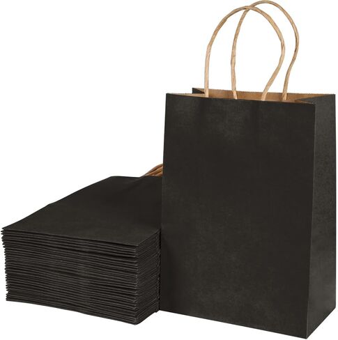 10PCS Kraft Paper Bags with Handles Bulk, 21 x 15 x 8 cm Gift Bags for Shopping, Weddings, Packaging, Parties, Birthday, Christmas, 130 g/m², White in Saudi Arabia