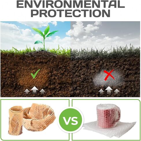 ورق تغليف على شكل قرص العسل من HexcelPack HexcelWrap - غلاف فقاعات ورقي صديق للبيئة ومستدام للشحن والنقل، مادة تعبئة مبطنة. لا حاجة إلى شريط لاصق - طبيعي، 16 بوصة × 1400 بوصة in Kuwait