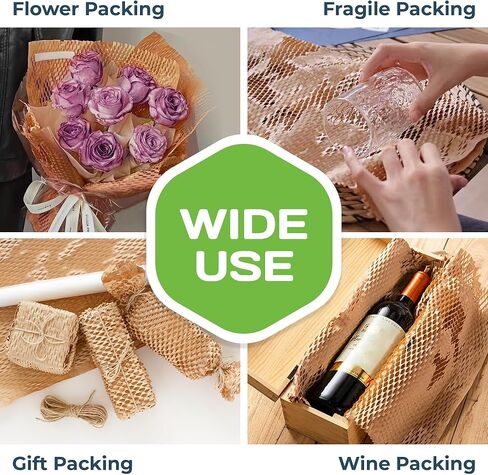 ورق تغليف على شكل قرص العسل من HexcelPack HexcelWrap - غلاف فقاعات ورقي صديق للبيئة ومستدام للشحن والنقل، مادة تعبئة مبطنة. لا حاجة إلى شريط لاصق - طبيعي، 16 بوصة × 1400 بوصة in Kuwait