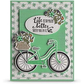 4.8x4inch Bicycle Flower Clear Stamp and Dies Set Die Cuts Metal Cutting Die for Scrapbooking Card Making in Saudi Arabia