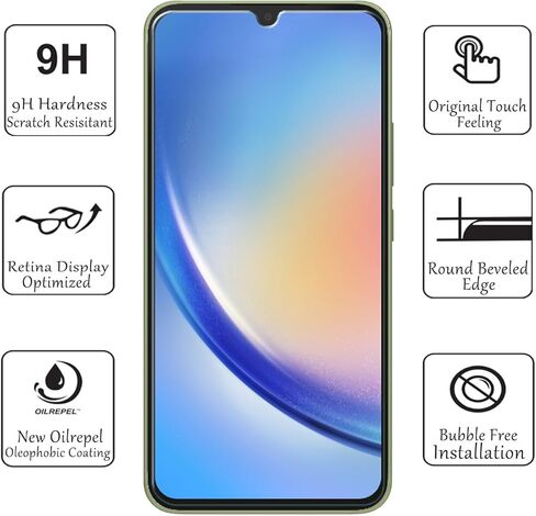 واقيات شاشة Samsung Galaxy A35 (3 عبوات)، طبقة من الزجاج المقوى 9H لهاتف Samsung Galaxy A35 واقيات شاشة زجاجية مضادة للخدش ومضادة لبصمات الأصابع بدون فقاعات فائقة الوضوح 99.99% in Kuwait