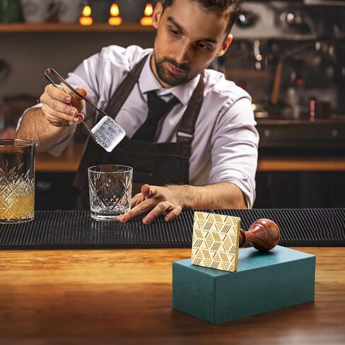 NiHome Ice Cube Stamp for Cocktails, Copper Ice Press Stamps w/Brass Head & Solid Wooden Handle Gift Packaging, Easy-to-Use for Cocktails Whiskey, Party Drinks, Home Bar, Holiday Events (3 Patterns) in Saudi Arabia