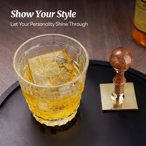 NiHome Ice Cube Stamp for Cocktails, Copper Ice Press Stamps w/Brass Head & Solid Wooden Handle Gift Packaging, Easy-to-Use for Cocktails Whiskey, Party Drinks, Home Bar, Holiday Events (3 Patterns) in Saudi Arabia