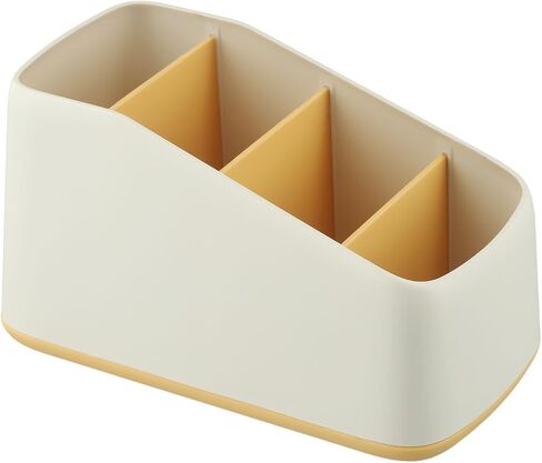 Plastic Grid Desktop Organizer Box, Remote Control Holder, with Bottom Anti Slip Design, for Storing Small Items Remote Controls and Stationery, 4 Grids(Yellow) in Saudi Arabia