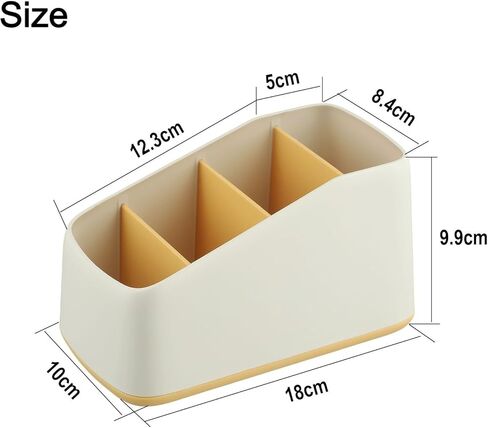 Plastic Grid Desktop Organizer Box, Remote Control Holder, with Bottom Anti Slip Design, for Storing Small Items Remote Controls and Stationery, 4 Grids(Yellow) in Saudi Arabia