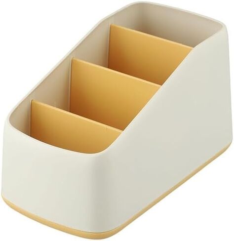 Plastic Grid Desktop Organizer Box, Remote Control Holder, with Bottom Anti Slip Design, for Storing Small Items Remote Controls and Stationery, 4 Grids(Yellow) in Saudi Arabia