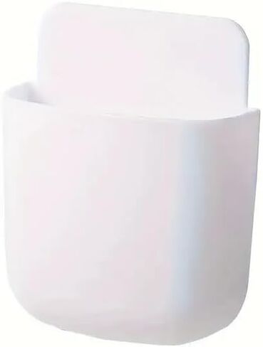 Punch-Free Mobile Phone Holder Wall-Mounted Bracket Remote Control Storage Box Home Storage Box(White) in Saudi Arabia