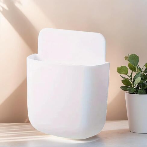Punch-Free Mobile Phone Holder Wall-Mounted Bracket Remote Control Storage Box Home Storage Box(White) in Saudi Arabia