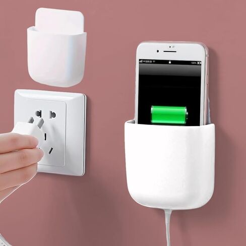 Punch-Free Mobile Phone Holder Wall-Mounted Bracket Remote Control Storage Box Home Storage Box(White) in Saudi Arabia
