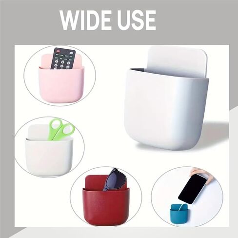 Punch-Free Mobile Phone Holder Wall-Mounted Bracket Remote Control Storage Box Home Storage Box(White) in Saudi Arabia